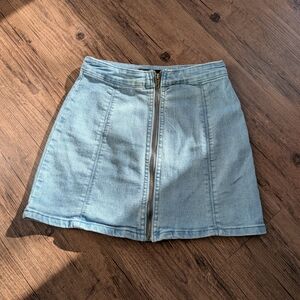 Denim Zip-Front Skirt